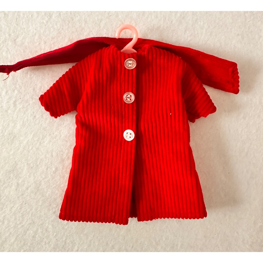 Barbie 50's Vintage Red Corduroy Coat w/ Attached Scarf